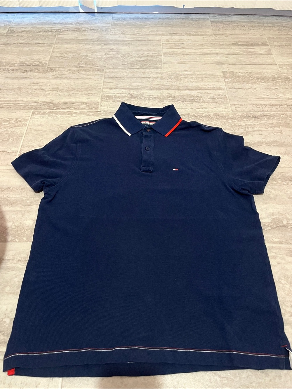 Tommy Hilfiger Navy Polo with Red and White Trim